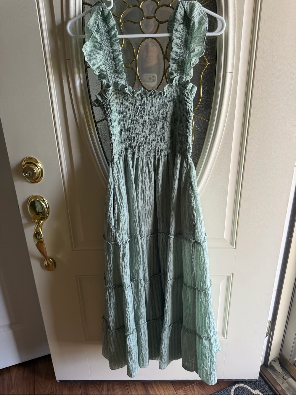 Hill House Sage Green Smocked Maxi Dress with Ruffle Straps